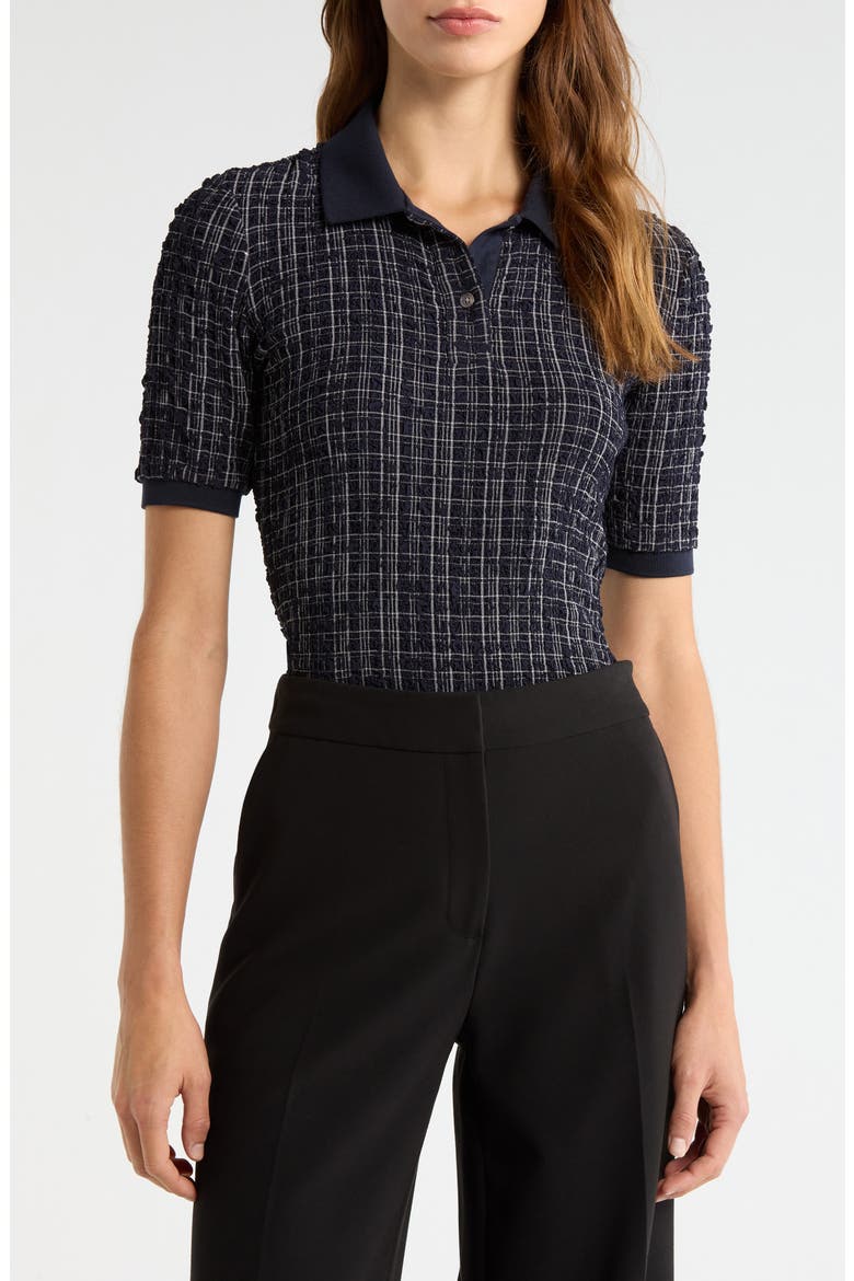 Benedetta Plaid Polo, Main, color, NAVY WHITE MULTI