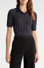 Veronica Beard Benedetta Plaid Polo
