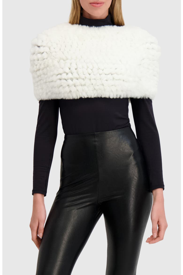 Fur-Free Rex Rabbit (Faux Fur) Knit Cowl, Main, color, WHITE