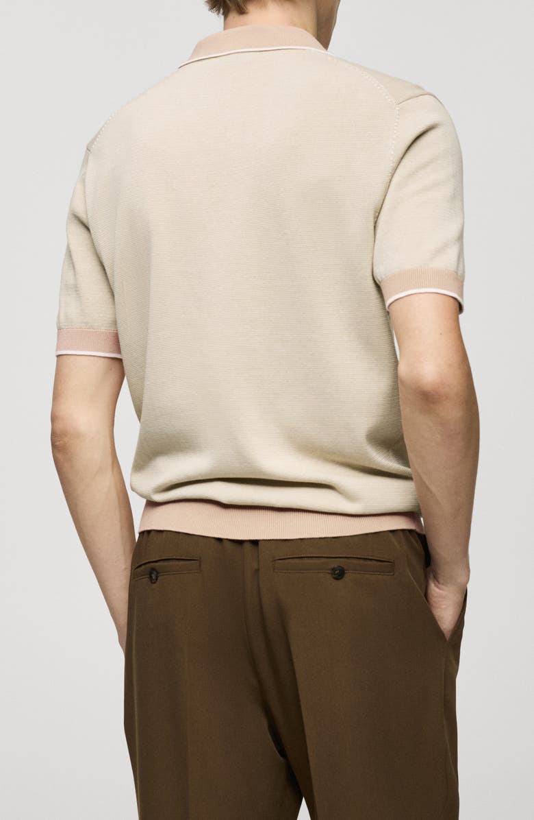 MANGO Tipped Zip Placket Cotton Polo, Alternate, color, 