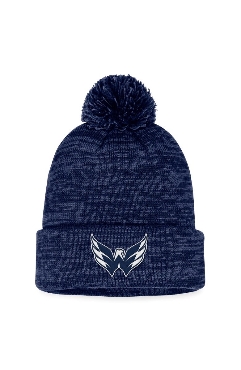 FANATICS Men's Fanatics Branded Navy Washington Capitals Fundamental Cuffed Knit Hat with Pom, Main, color, Navy