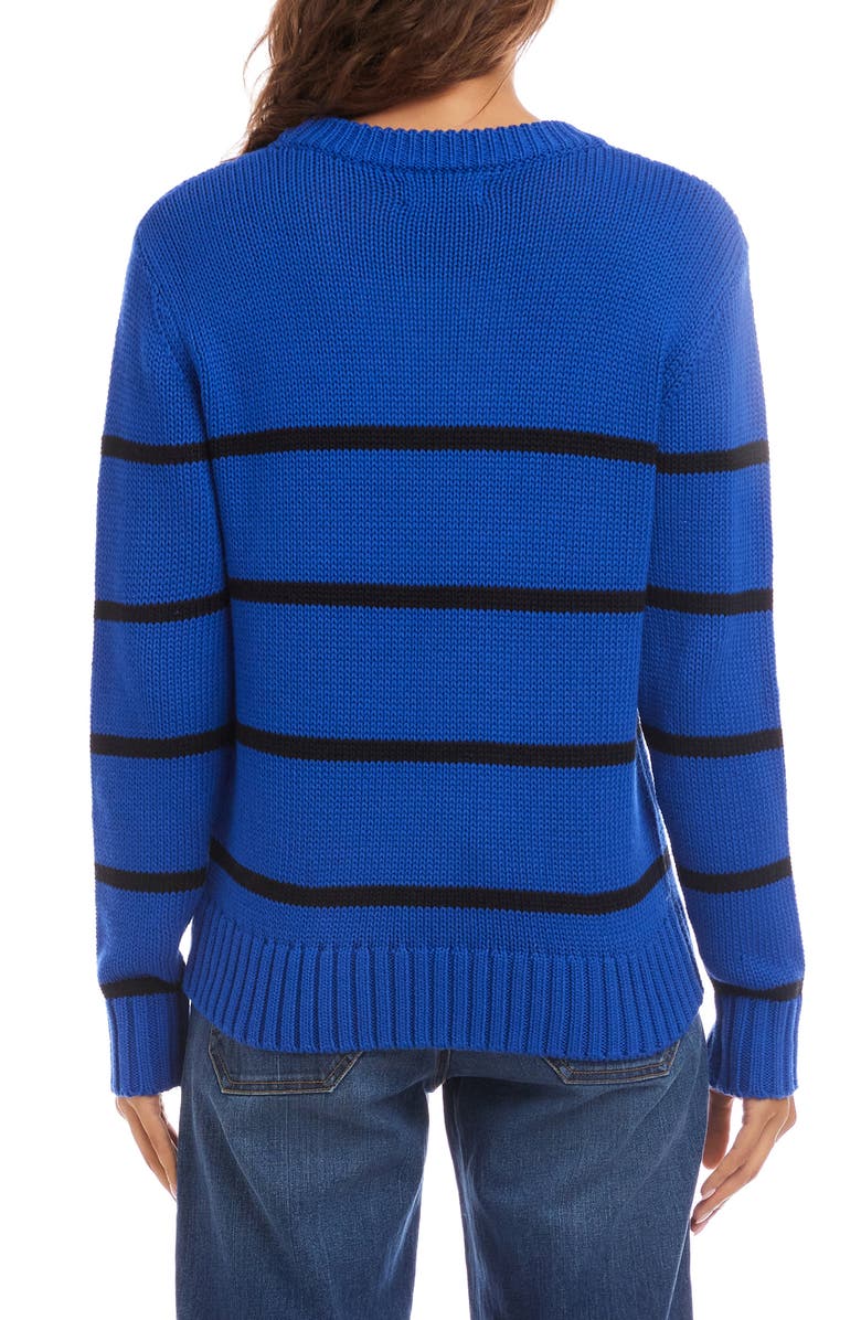 Karen Kane Stripe Crewneck Sweater, Alternate, color, Sapphire/ Black