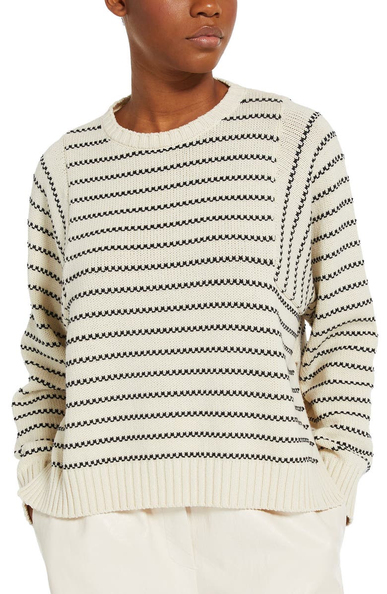 Weekend Max Mara Natura Stripe Cotton Blend Crewneck Sweater, Alternate, color, 