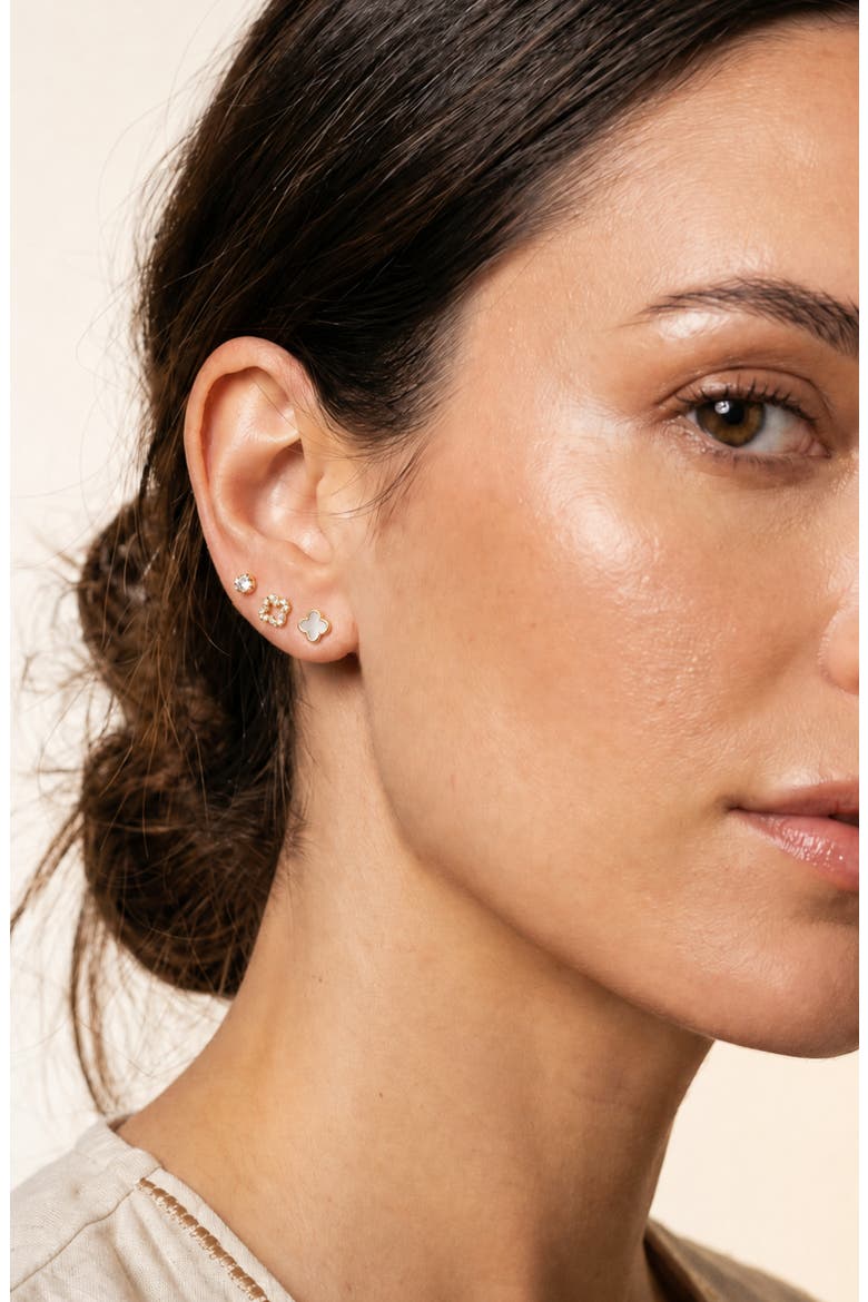 Clover Set of 3 Earrings, Alternate, color, GOLD