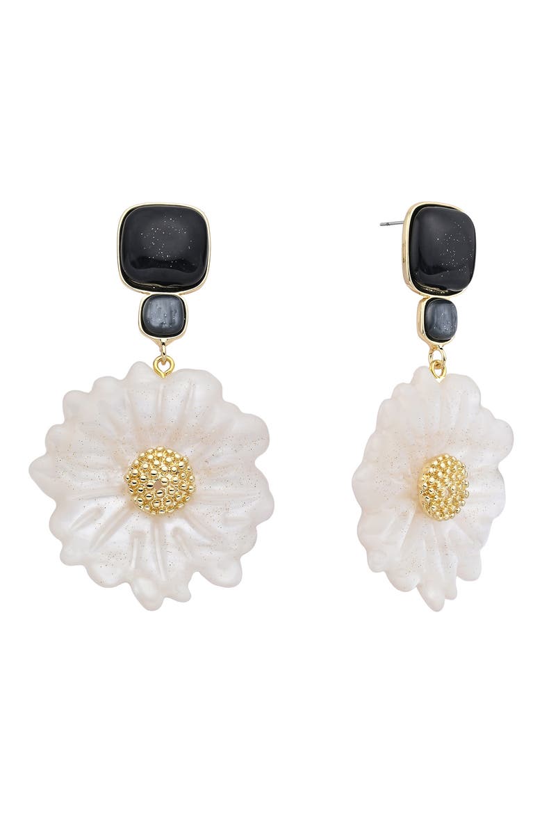 Vivienne Flower Statement Drop Earrings, Main, color, WHITE