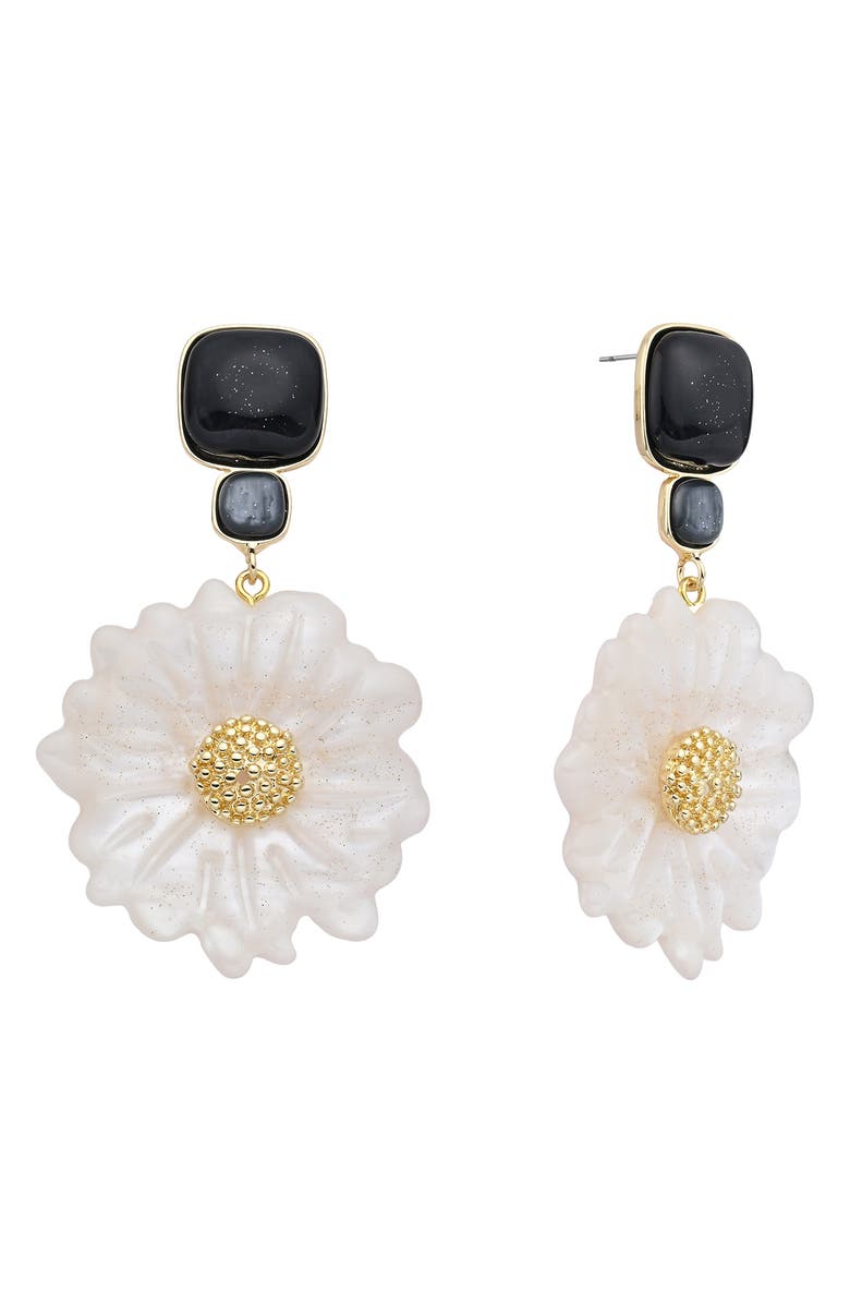 EYE CANDY LOS ANGELES Vivienne Flower Statement Drop Earrings, Main, color, White