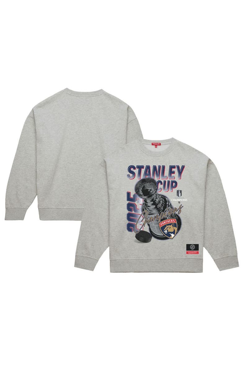 Mitchell & Ness Women's Mitchell & Ness Heather Gray Florida Panthers 2025 Stanley Cup Champions Pullover Sweatshirt, Alternate, color, 