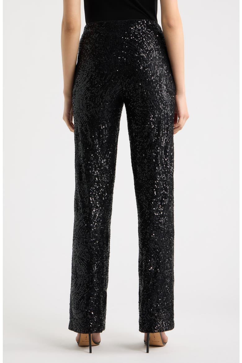 Hollywood Waist Wide Leg Sequin Pants, Alternate, color, ANNE BLACK