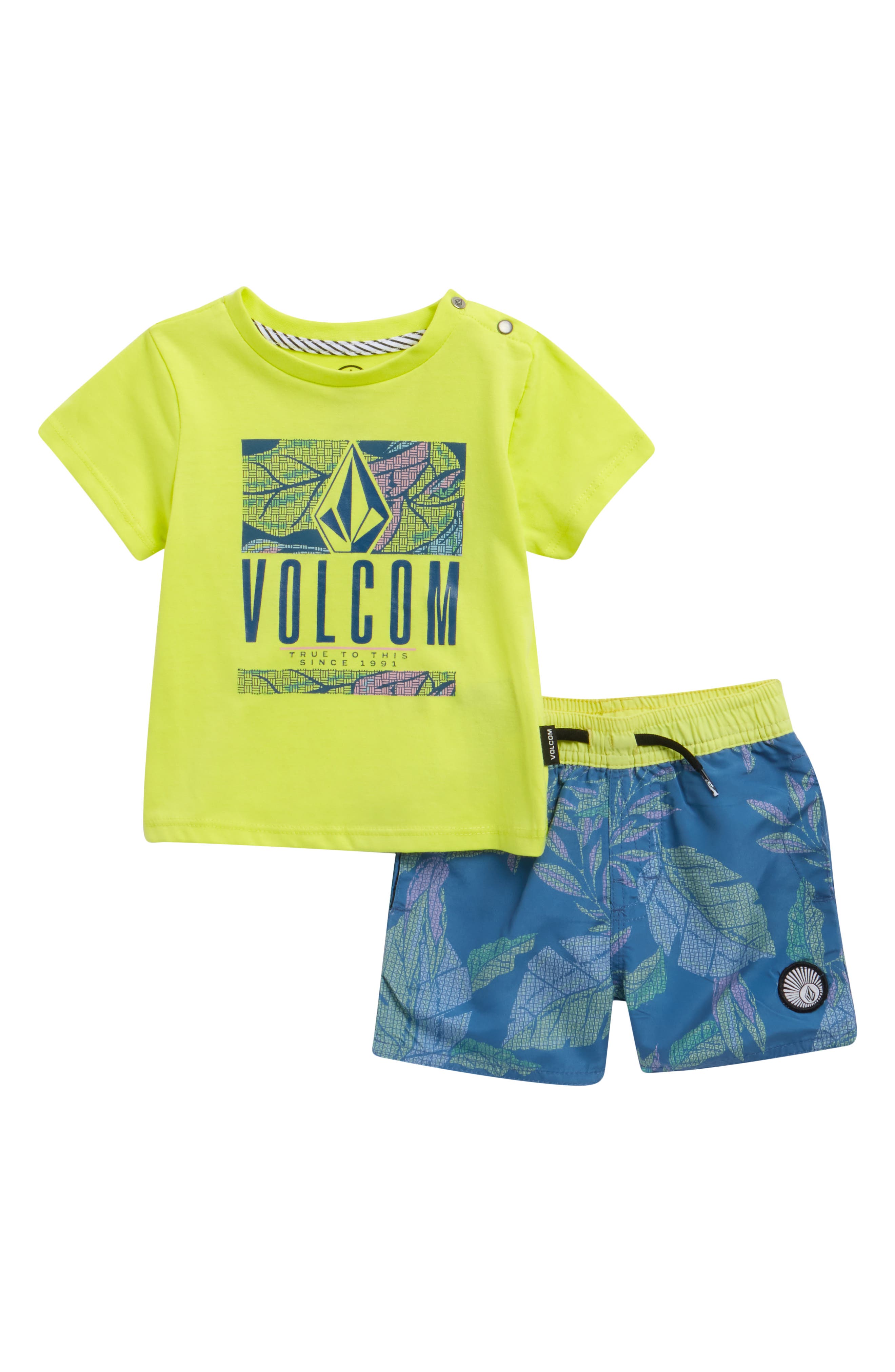 Volcom Jersey T-Shirt & Swim Shorts Set
