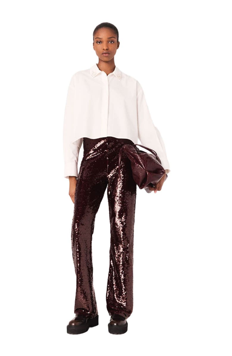 maje Cropped shirt with jewel detail, Alternate, color,