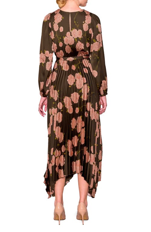 Melloday Pleated Asymmetrical Maxi Dress In Brown