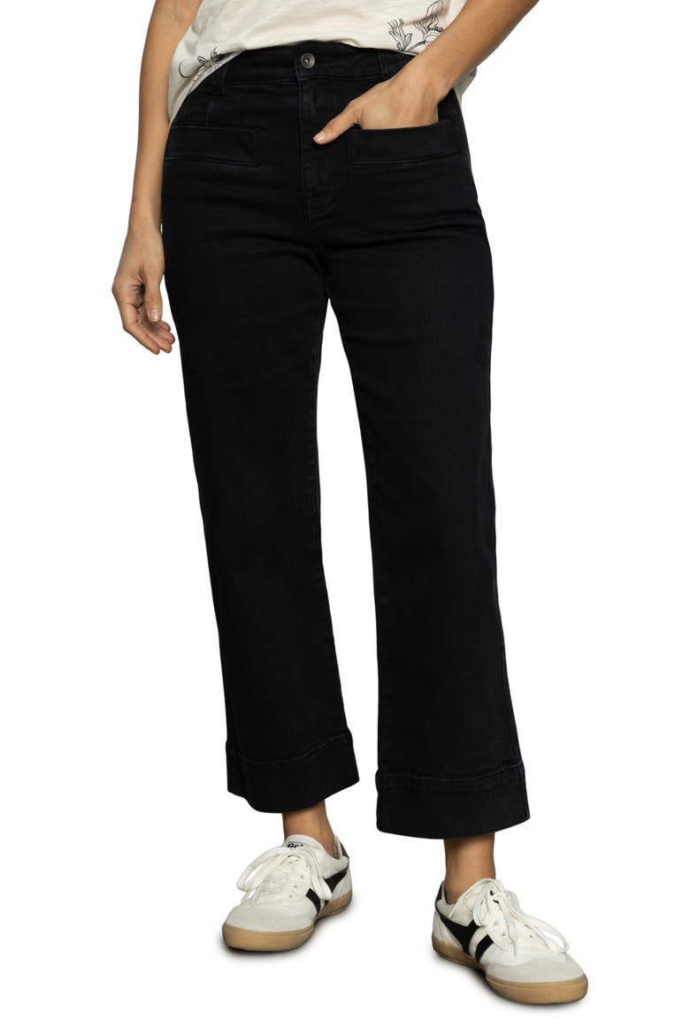 Voyage High Waist Crop Wide Leg Jeans, Alternate, color, BLACK