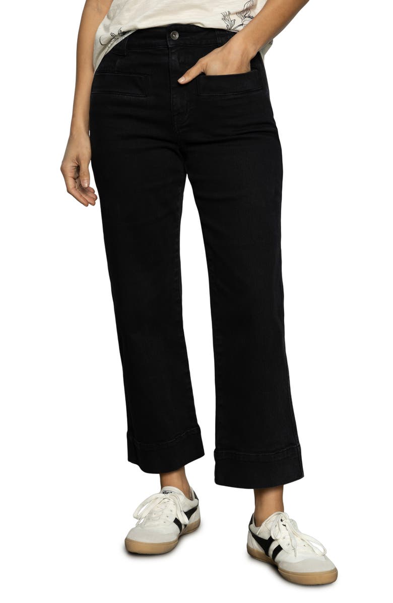 Sanctuary Voyage High Waist Crop Wide Leg Jeans, Alternate, color, Black