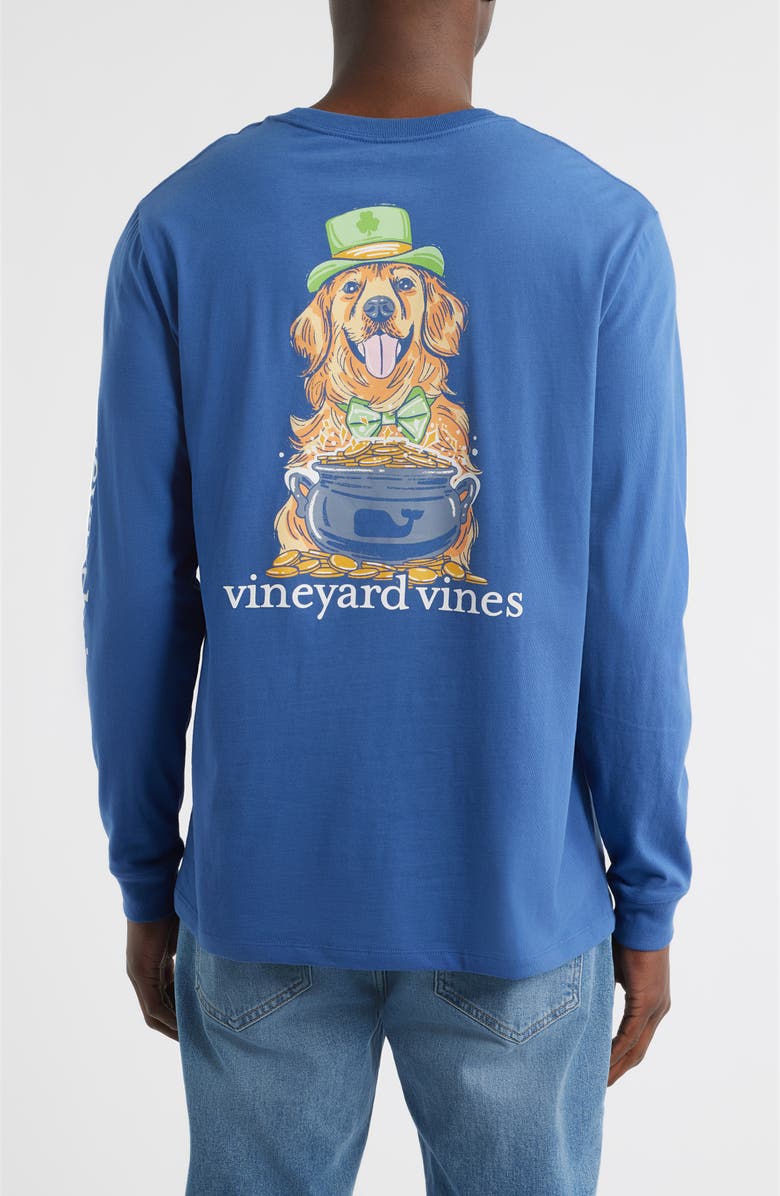 vineyard vines St. Patty's Day Long Sleeve Cotton Graphic Pocket T-Shirt, Alternate, color, Moonshine