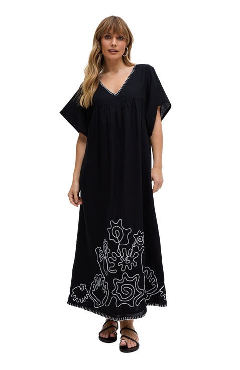 Candy Tabard Embroidered Hem Midi Dress