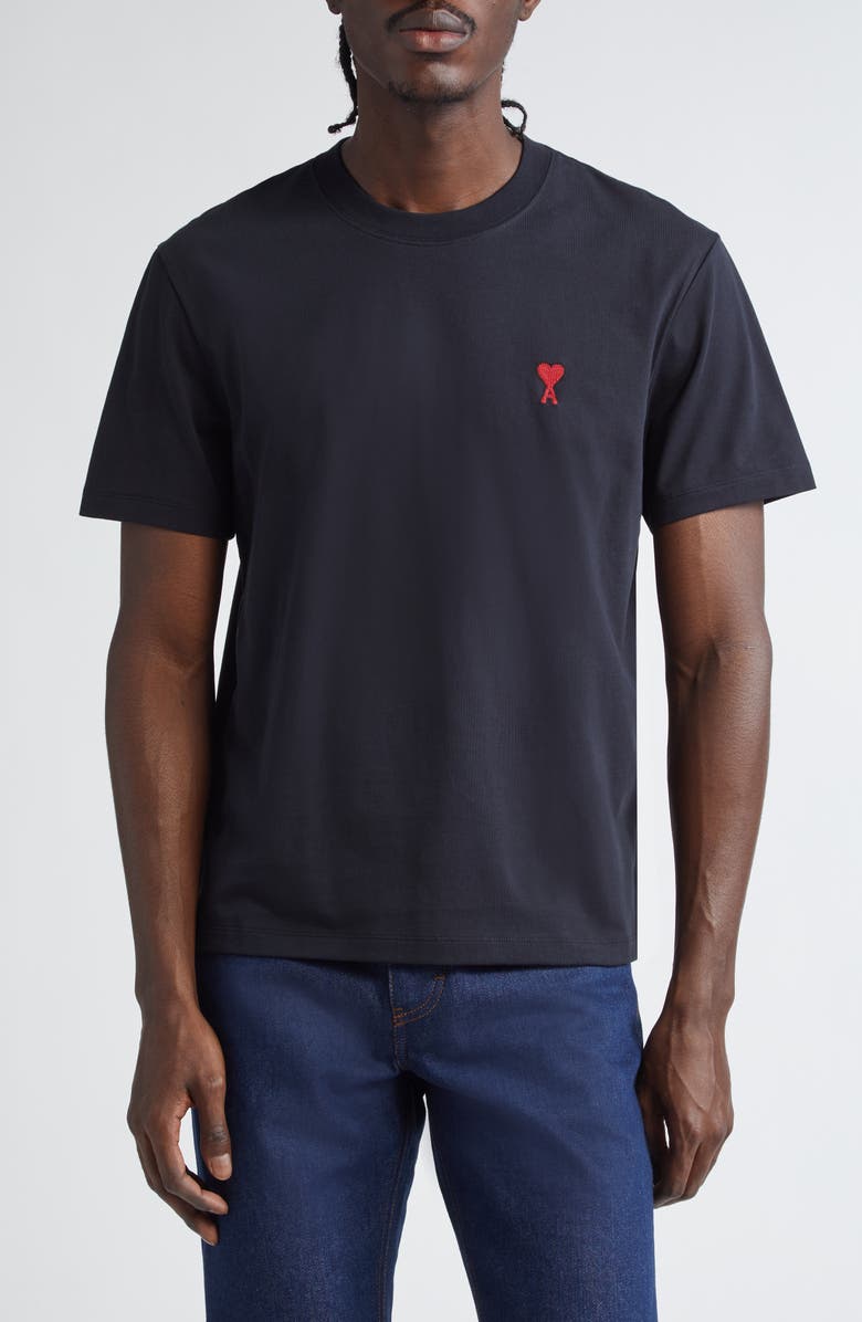 AMI PARIS Ami de Coeur Organic Cotton T-Shirt, Main, color, Black/ 001