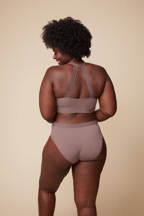 Harper Wilde Bliss Lace Halterneck Bralette In Mauve