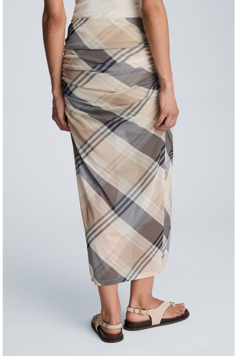 Side Ruched Midi Skirt, Alternate, color, SAFARI TAN MULTI