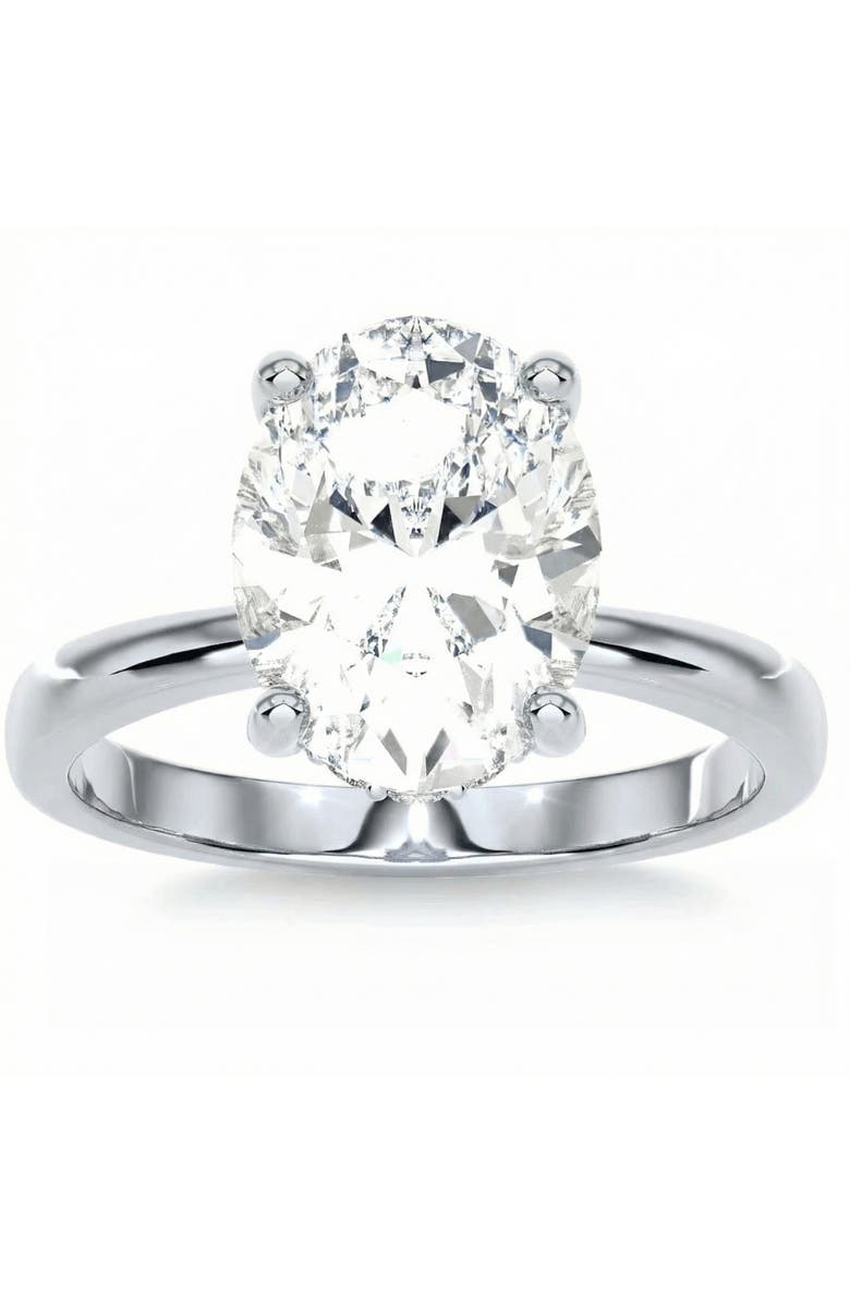 Bliss Diamond Certified 3.10Ct Oval Diamond HIdden Halo Engagement Ring 14k Gold Lab Grown, Main, color, 14K White Gold