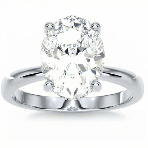 Certified 3.10Ct Oval Diamond HIdden Halo Engagement Ring 14k Gold Lab Grown