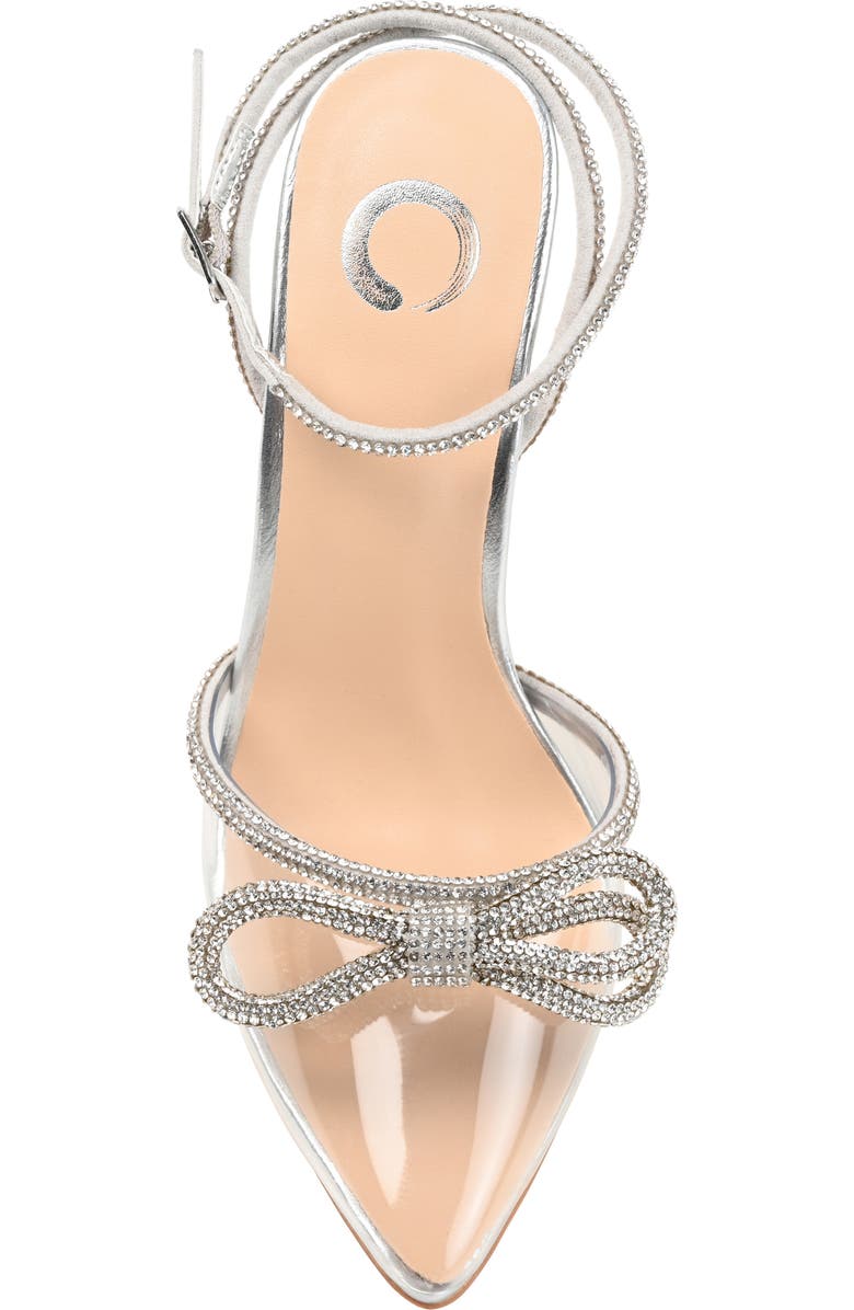 Journee Collection Gracia Crystal Bow Stiletto Pump, Alternate, color, Clear