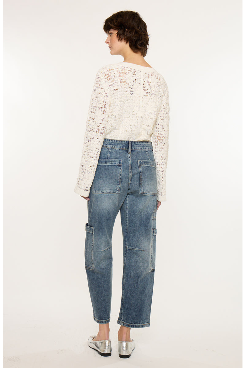 Charly Low Slung Barrel Jeans, Alternate, color, Medium Wash