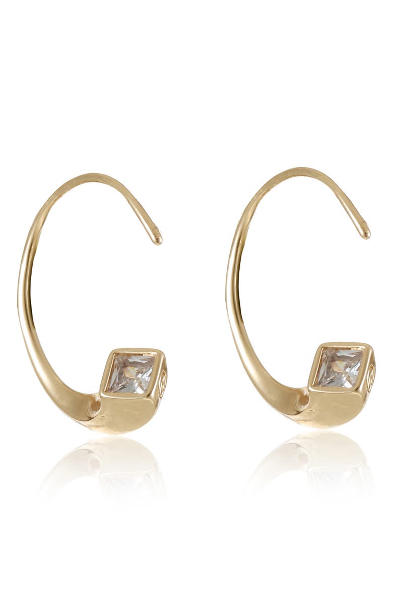 Ettika Twisted Cubic Zirconia Hoop Earrings, Alternate, color, Gold