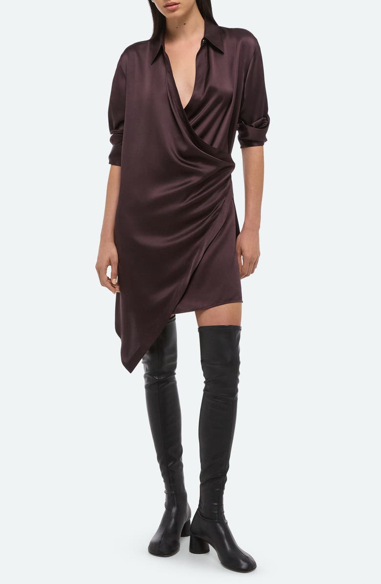 Helmut Lang Drape Wrap Front Silk Shirt, Main, color,