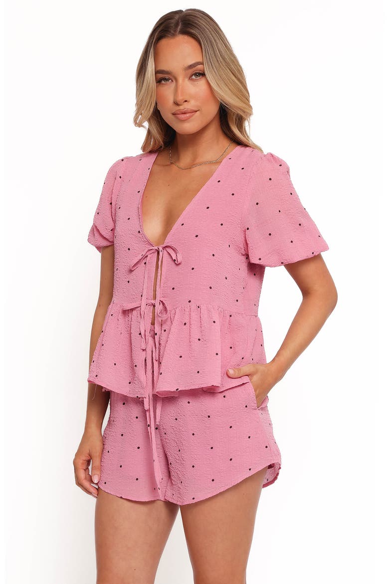 Nala Polka Dot Drawstring Shorts, Alternate, color, PINK POLKA DOT