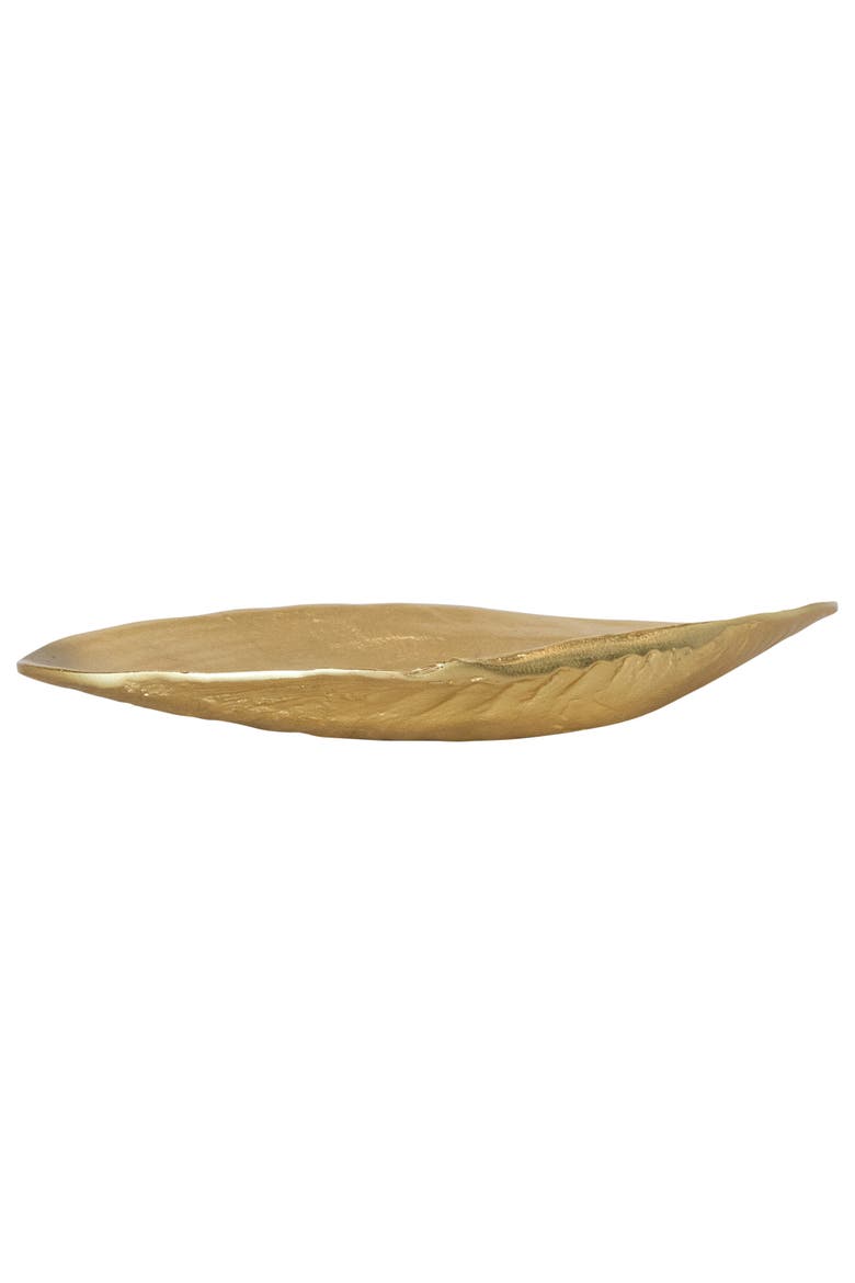Decorative Cast Aluminum Footed Shell Shaped Tray, Gold Finish, Alternate, color, Gold