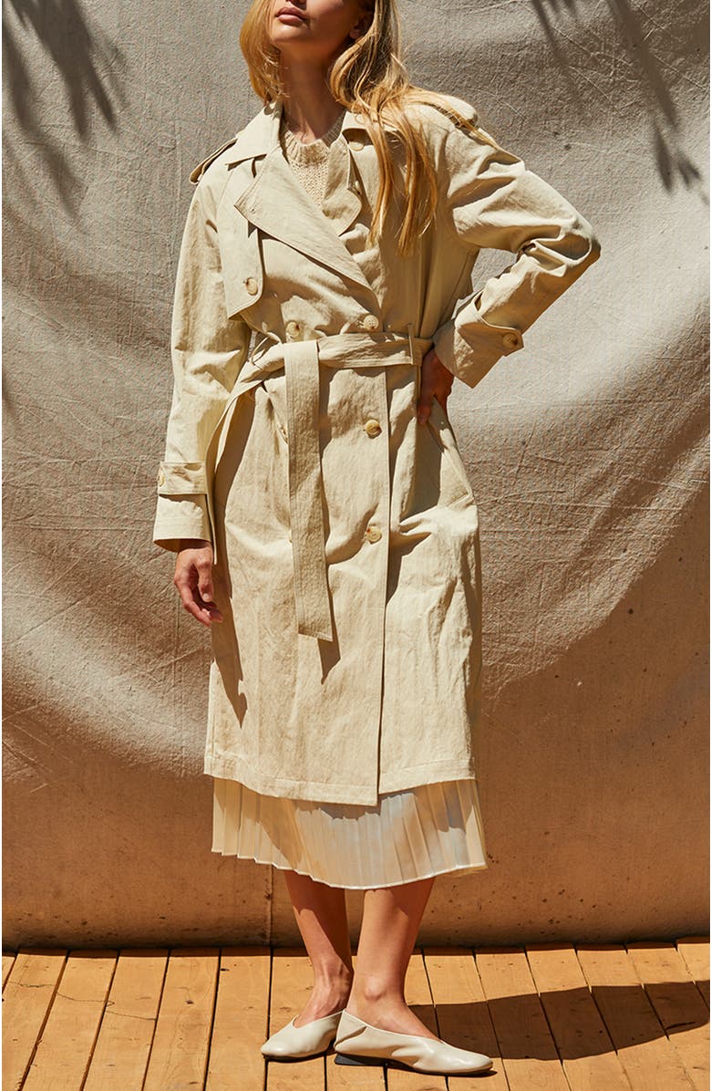 CRESCENT Crushed Trench Coat, Alternate, color, Beige
