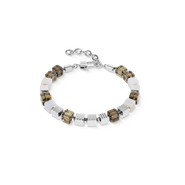 COEUR DE LION Smoky Quartz Graphic Cubes Bracelet In Stainless Steel
