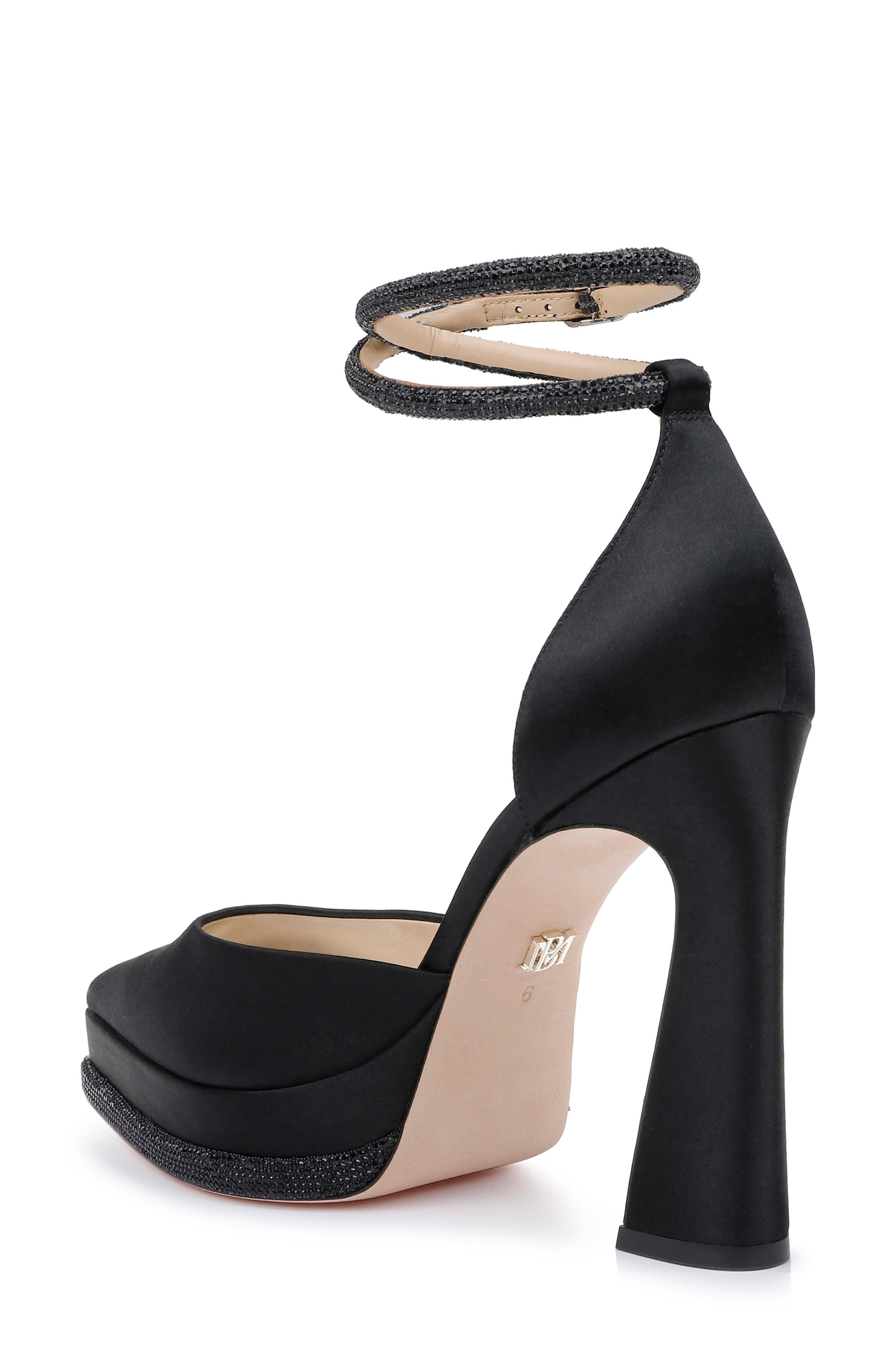 Badgley Mischka Collection Eliana Ankle Strap Platform Pointed Toe Pump, Alternate, color, Black