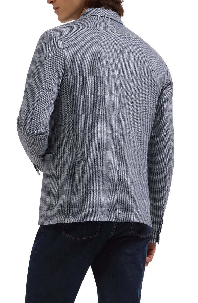 Bugatchi Micro Houndstooth Check Knit Cotton & Linen Sport Coat, Alternate, color, Navy