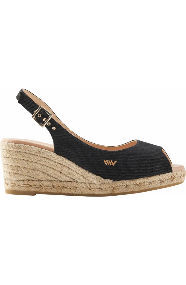 VISCATA Gavina Canvas Espadrille Sandal Wedges, Main, color, Black