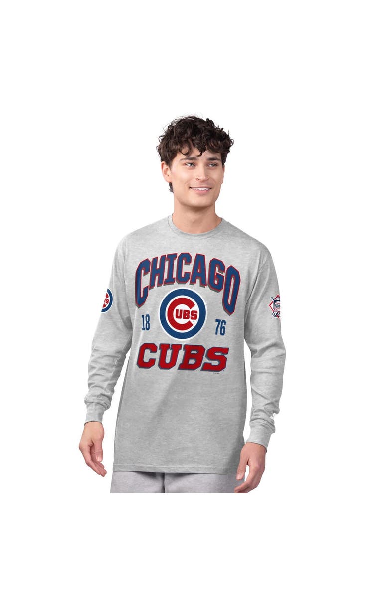 STARTER Men's Starter Heather Gray/Royal Chicago Cubs Two-Pack Long Sleeve & Short Sleeve T-Shirt Set, Alternate, color, Royal
