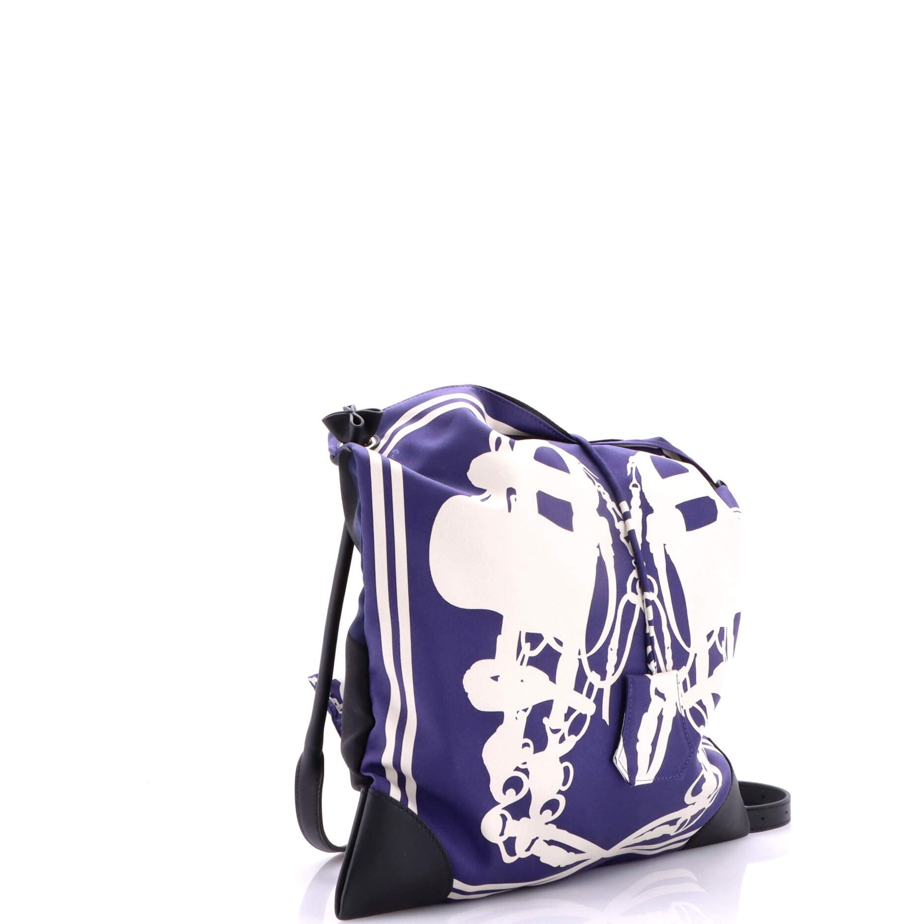 Pre-Owned Hermes Silky City Bag Printed Silk and Leather PM, Alternate, color, Blue