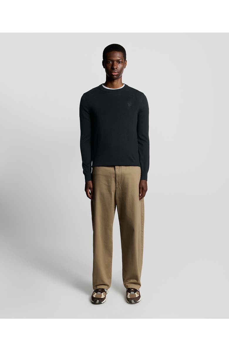 Lyle & Scott Tonal Eagle Merino Crew Neck Sweater, Alternate, color, Jet Black