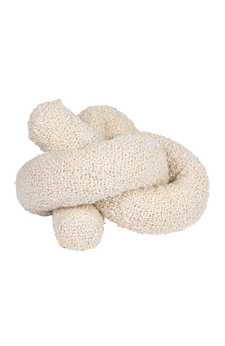 Storied Home Woven Cotton Bouclé Knot Design Pillow, Main, color, Cream