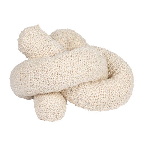 Storied Home Woven Cotton Bouclé Knot Design Pillow In Neutral
