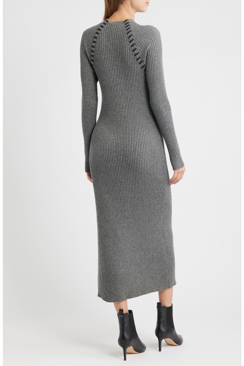 Imara Long Sleeve Rib Wool Blend Sweater Dress, Alternate, color, CHARCOAL