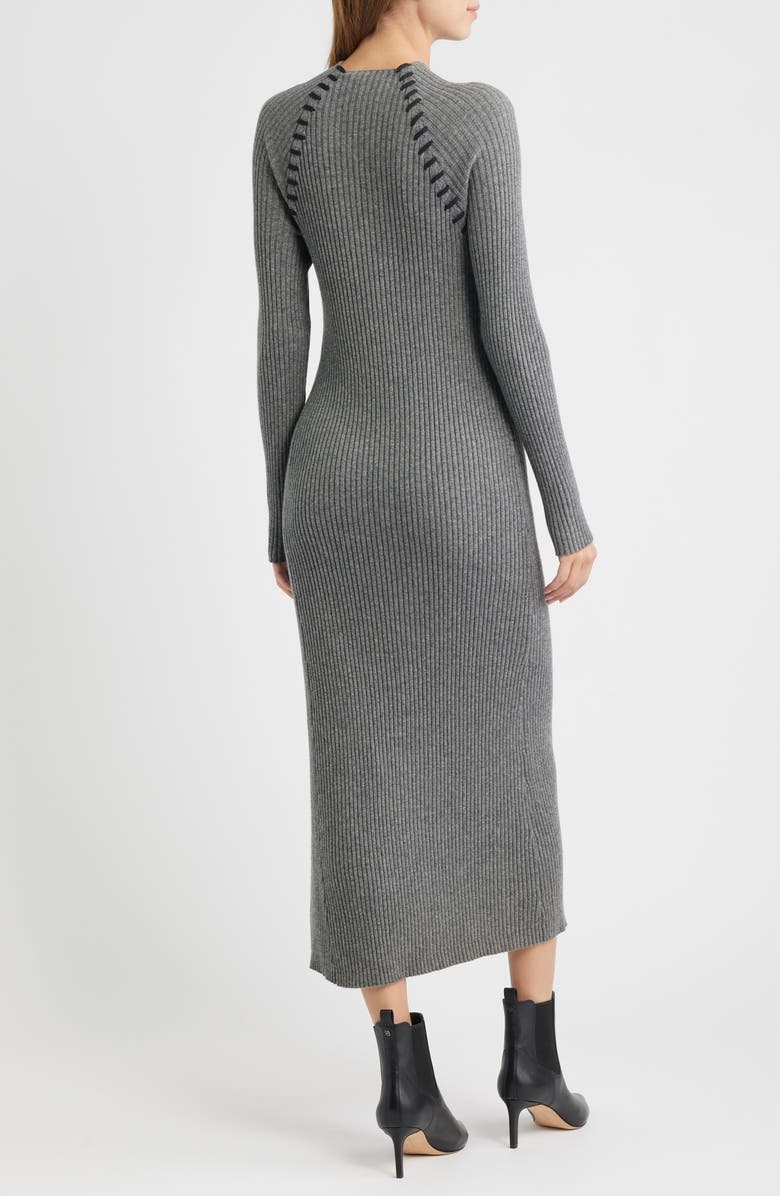 Rails Imara Long Sleeve Rib Wool Blend Sweater Dress, Alternate, color, Charcoal
