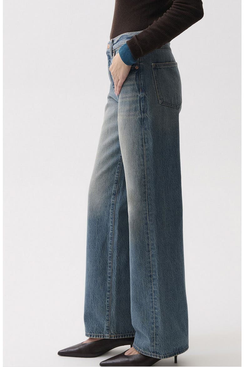 Harlowe High Waist Petite Wide Leg Jeans, Alternate, color, GREAT FALLS