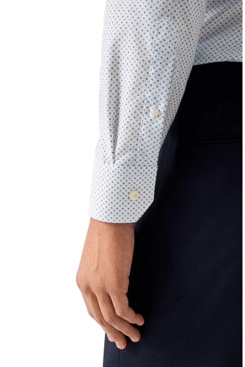 Slim Fit Geometric Print Organic Cotton Twill Dress Shirt, Alternate, color, LIGHT BLUE