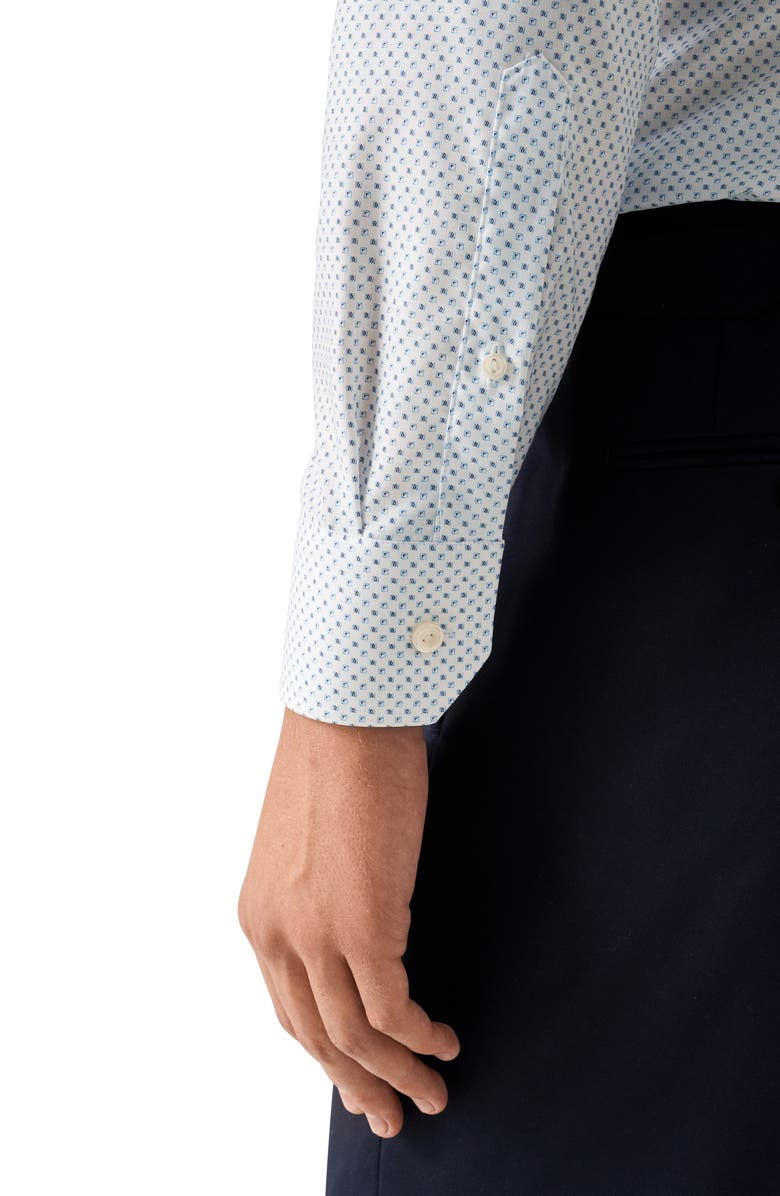 Eton Slim Fit Geometric Print Organic Cotton Twill Dress Shirt, Alternate, color, Light Blue