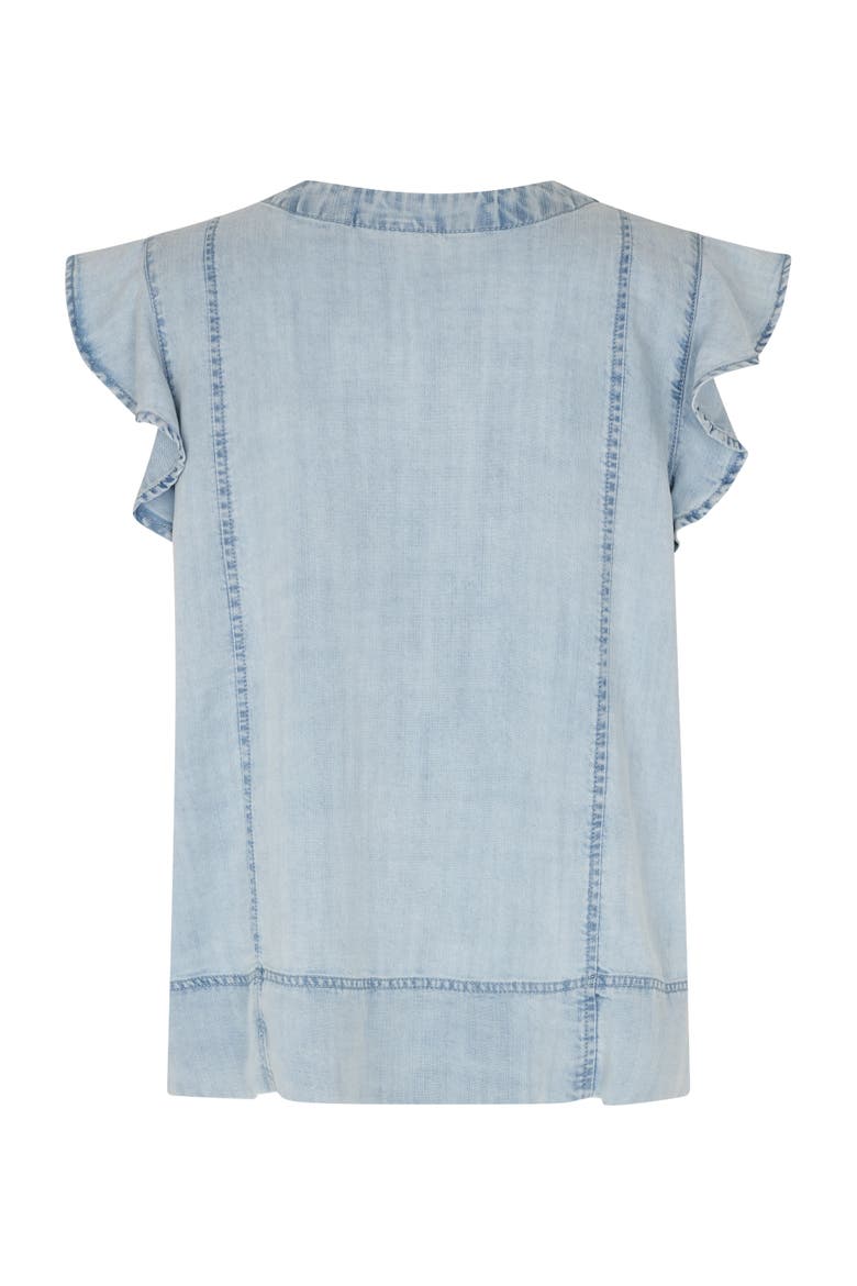 Madalali Denim V-Neck Blouse, Alternate, color, Light Denim