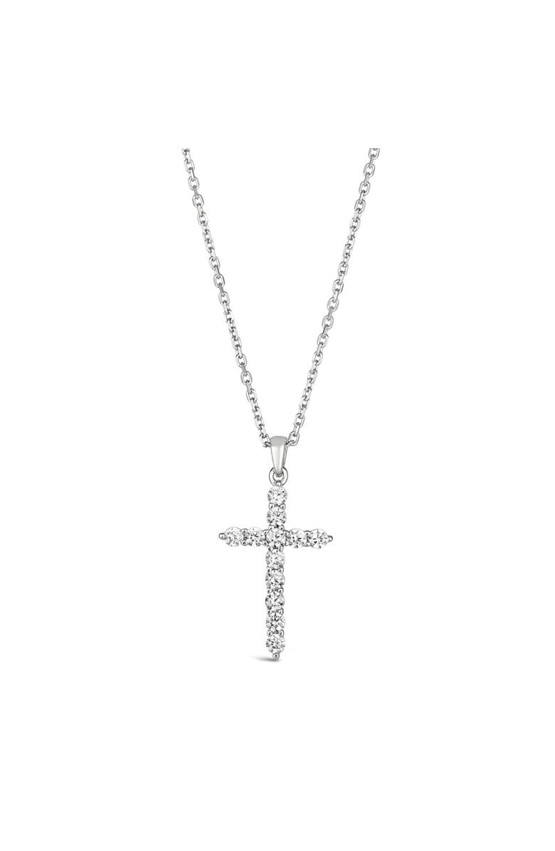 Anna Zuckerman Skinny Diamond Cross Necklace, Main, color, Platinum