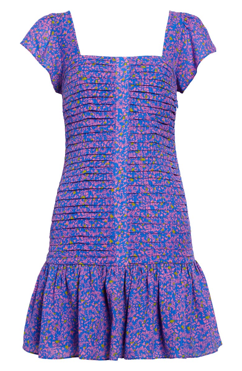 Tanya Taylor Yvette Floral Print Ruffle Hem Silk Dress, Main, color, 