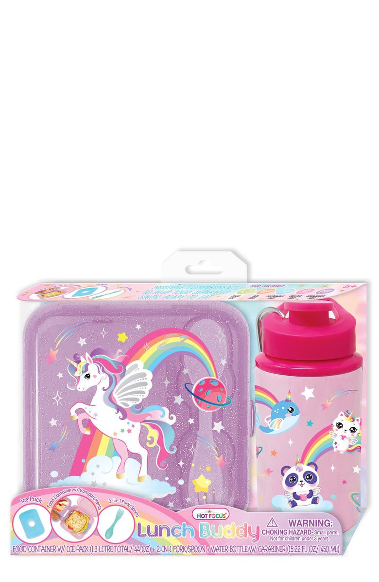HOT FOCUS Kids' Unicorn Lunch Box & Water Bottle Set, Main, color, 