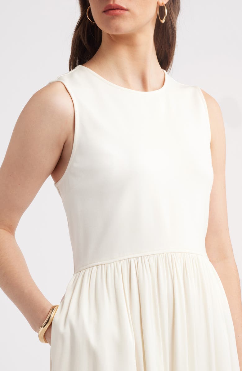Nordstrom Sleeveless Mixed Media Dress, Alternate, color, Ivory Pristine